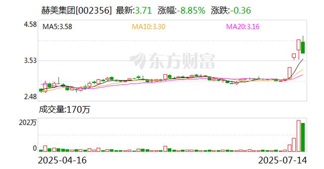 8月5日赫美集团发布公告，股东减持3.73万股